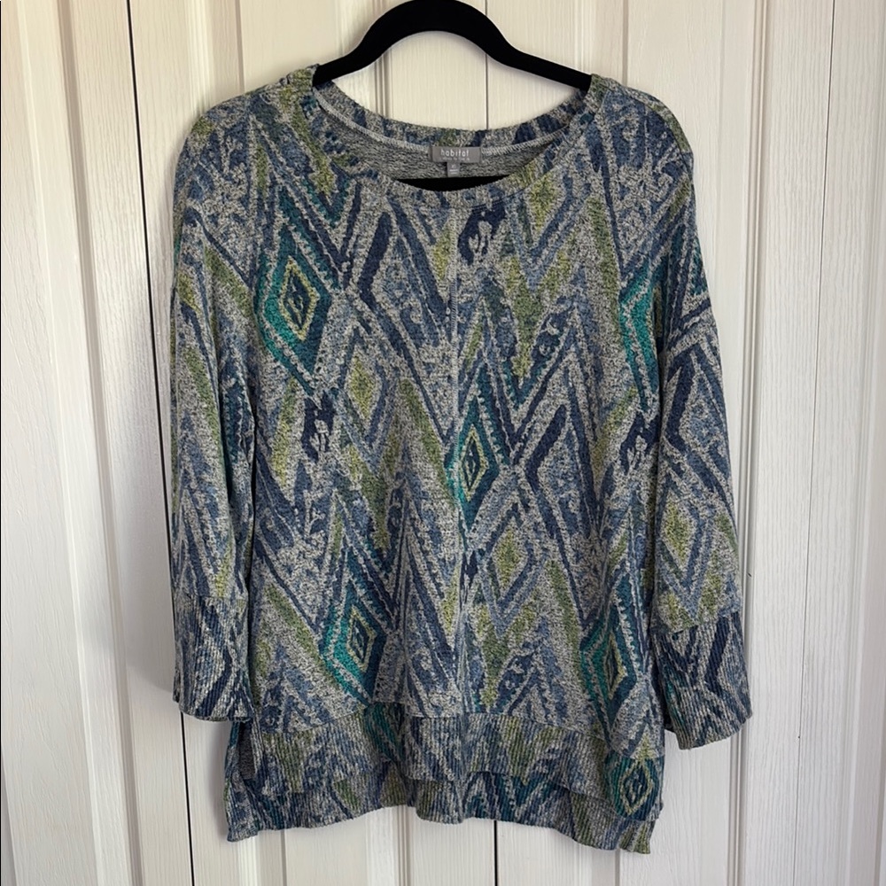 Habitat Knit Boxy Top. Grey and Blue. Size XSmall